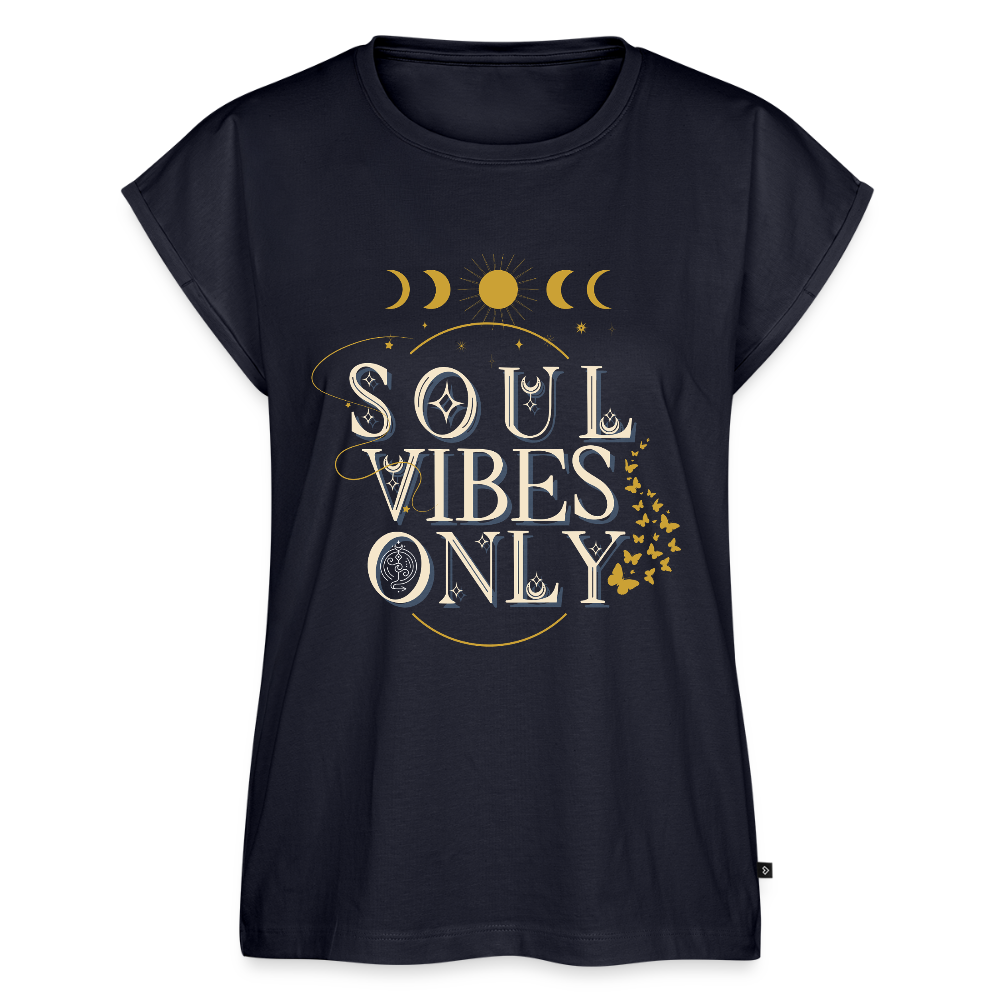 A soul vibes Women's Roll Cuff T-Shirt - navy