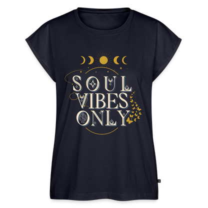 A soul vibes Women's Roll Cuff T-Shirt - navy