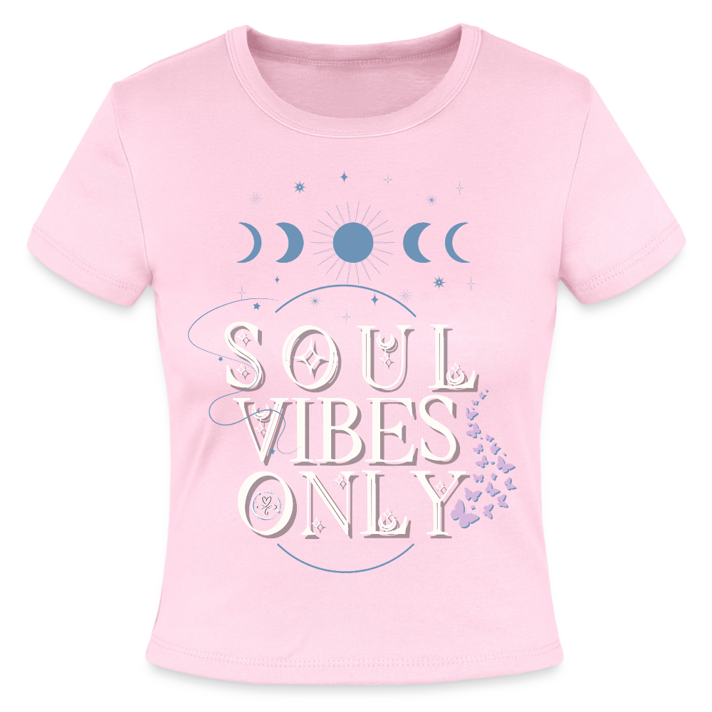 Soulmate sigil design with affirmation aligned love arrives with ease on women’s micro rib t-shirt - pink