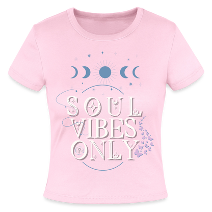 Soulmate sigil design with affirmation aligned love arrives with ease on women’s micro rib t-shirt - pink