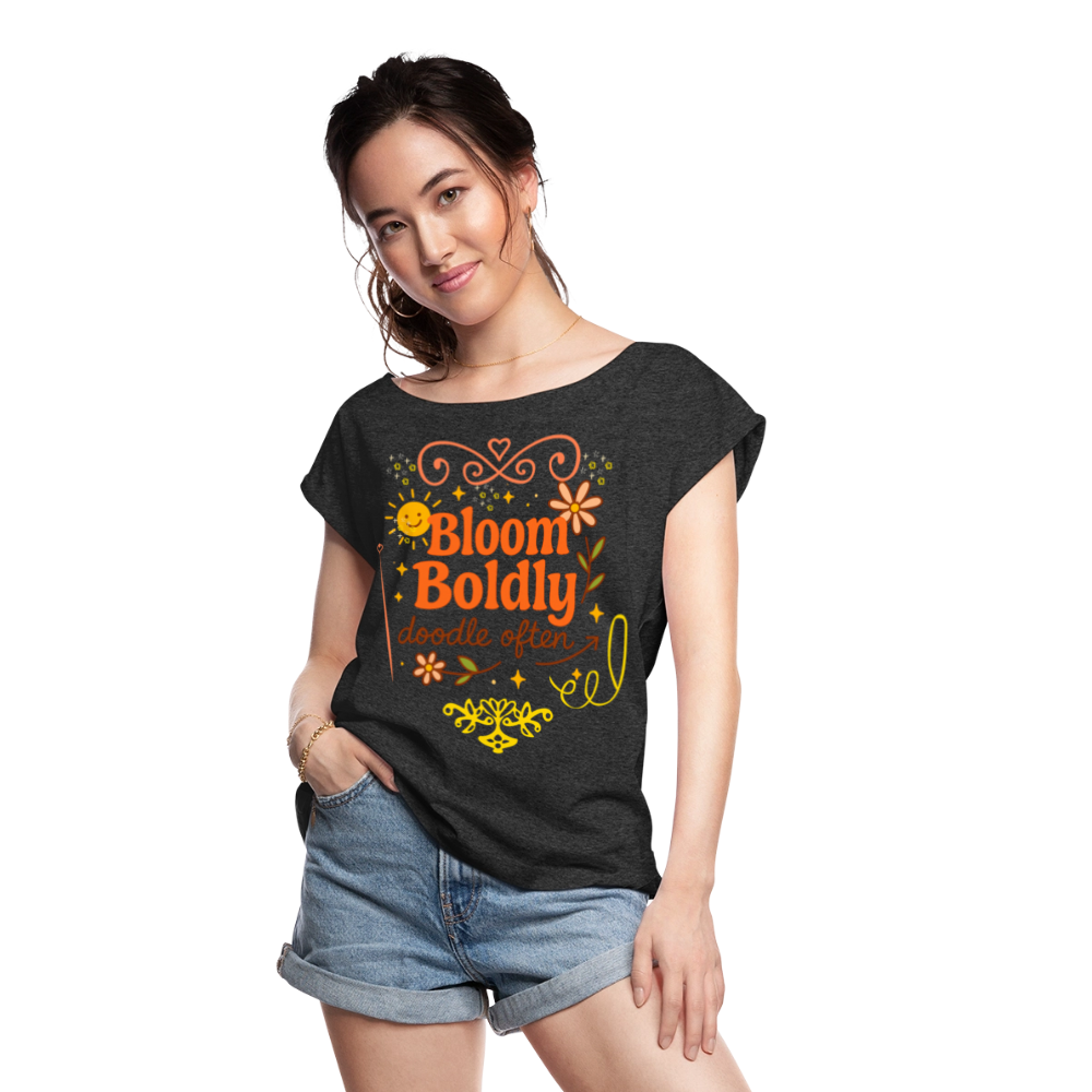 a spreadshirt Women's Roll Cuff T-Shirt - heather black