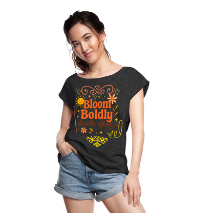 a spreadshirt Women's Roll Cuff T-Shirt - heather black