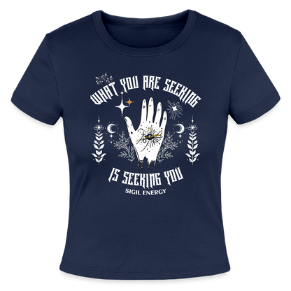 A seeking Sigil Ladies Micro Rib Baby Tee - navy