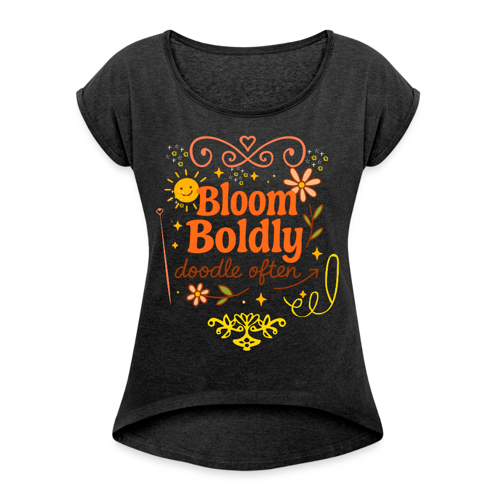 a spreadshirt Women's Roll Cuff T-Shirt - heather black