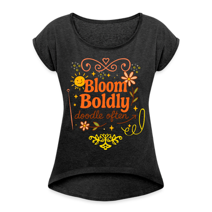 a spreadshirt Women's Roll Cuff T-Shirt - heather black