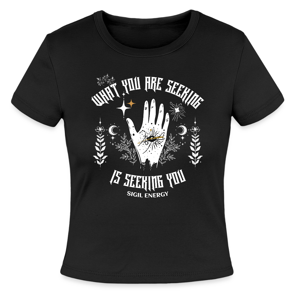 A seeking Sigil Ladies Micro Rib Baby Tee - black