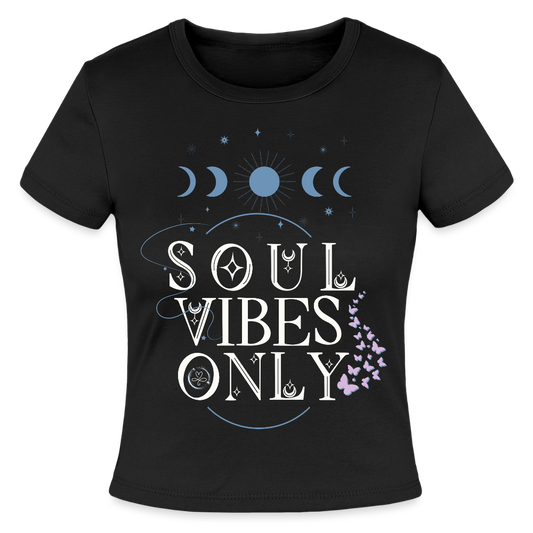 Soulmate sigil design with affirmation aligned love arrives with ease on women’s micro rib t-shirt- black
