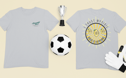 Flat lay of Lemonaided Magic custom sigil T-shirt — personalized affirmation shirt on lemon background